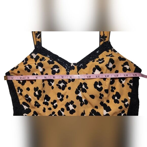 Thakoon‎ Dress Corset Leopard Animal Print A-Line Midi Lace Black Tan Flowy 4 - Picture 12 of 16